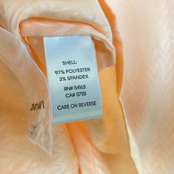 Calvin Klein Button Up Blouse Size M Peach Orange Tie Neck Bow Office Business - Picture 6 of 7